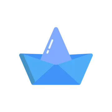 a blue paper boat on a white background