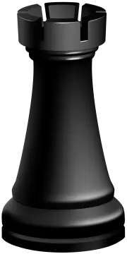 a black chess piece on a white background