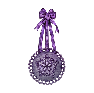 an illustration of a purple purse with a bow