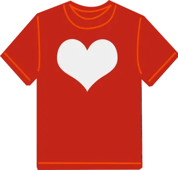 a red t - shirt with a white heart