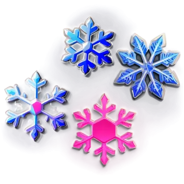 three colorful snowfls on a white background