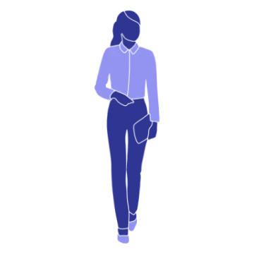 the silhouette of a woman in blue pants and white shirt