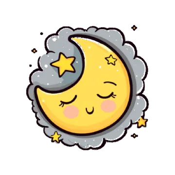 a cartoon moon with stars and clouds