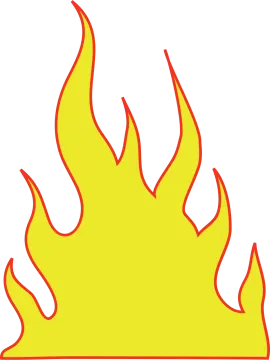 a yellow fire with red flames