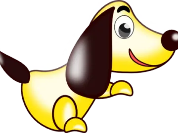 a cartoon dog with big eyes
