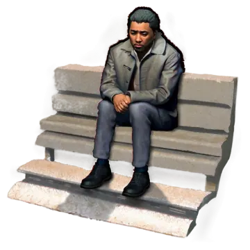 a man sitting on a bench