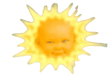 a yellow sun with the face of a baby