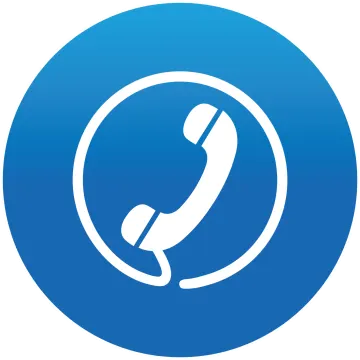 a blue circle with a phone in it
