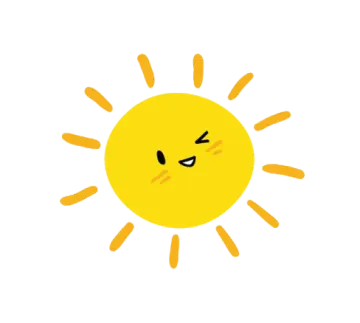 a yellow sun with its eyes closed