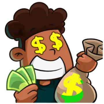 a cartoon boy with money in his hand