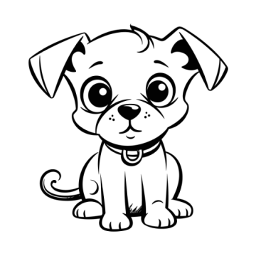 a cartoon dog with big eyes sitting down