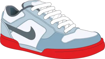 a pair of sneakers with red soles