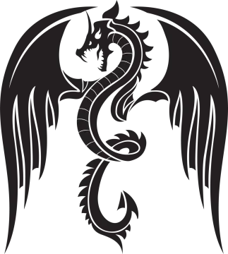 a black and white dragon tattoo design