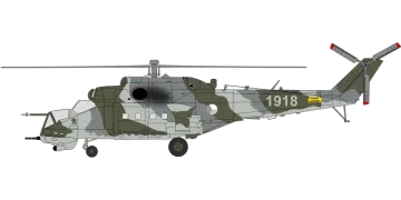 a military helicopter on a white background
