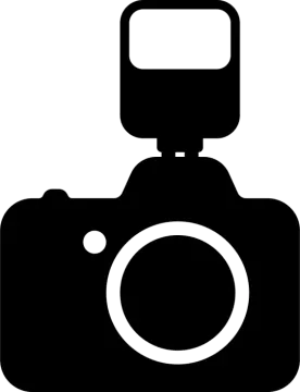 a camera icon on a white background
