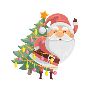 a santa claus with a christmas tree