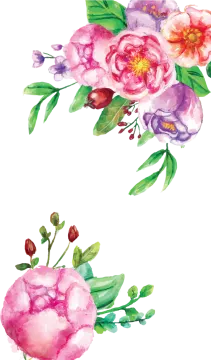 a watercolor painting of pink and purple flowers
