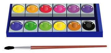 a box of paint and a brush