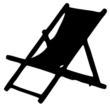 a black and white silhouette of a beach chair