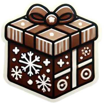a brown and white gift box with a bow