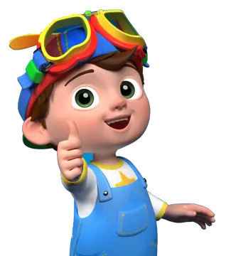 a cartoon boy in overalls and goggles