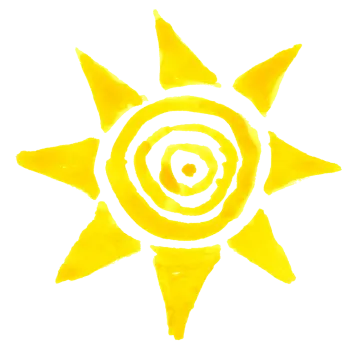 a watercolor drawing of a sun on a white background