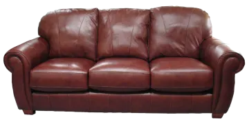 a brown leather couch on a white background