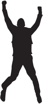 a silhouette of a man jumping in the air