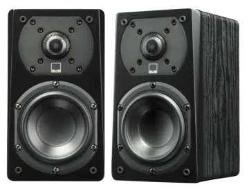 a pair of speakers on white background