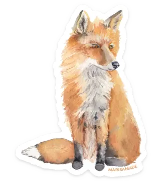 a watercolor painting of a red fox