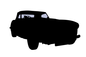 a black and white silhouette of a truck