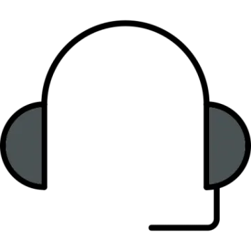 a headset icon on a white background