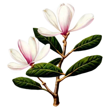 a white magnolia flower with green leaves