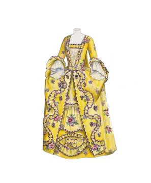 a drawing of a yellow dress with flowers on it