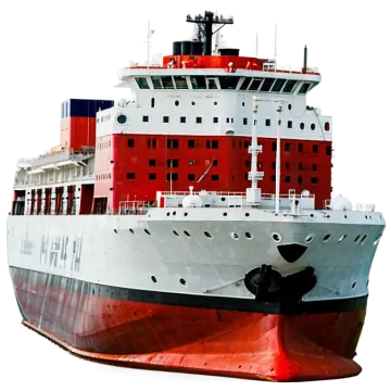 a large white and red ship