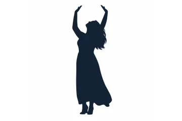 a silhouette of a woman in a long dress
