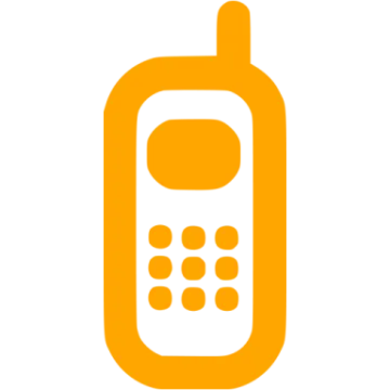 an orange and white phone icon