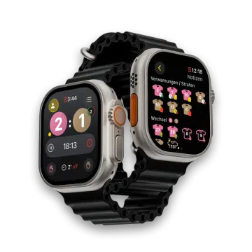 two smart watches with different designs on them