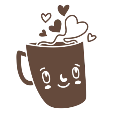 a cup with hearts floating out of it