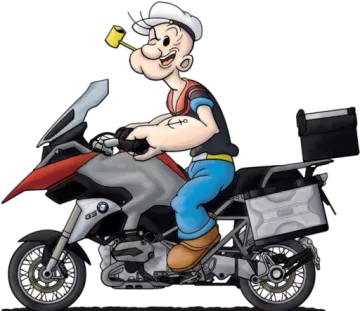 a cartoon character riding on a motorcycle