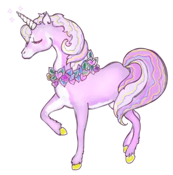 a drawing of a unicorn with flowers on its head