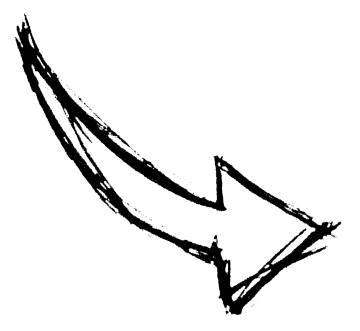 a black and white drawing of an arrow