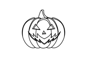 a black and white drawing of a pumpkin