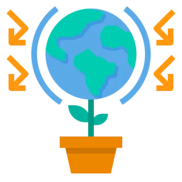 the earth in a pot with arrows around it