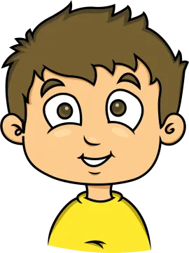 a boy with brown hair and yellow shirt