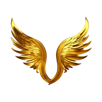 a golden angel wings on white background