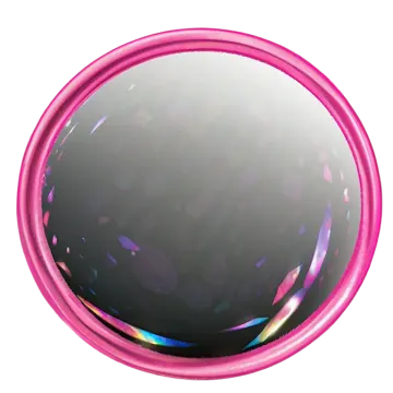 a round mirror with a pink frame on it