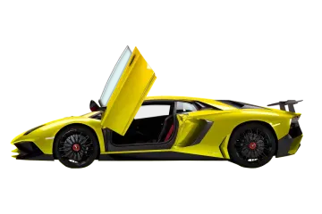 a yellow sports car with its doors open