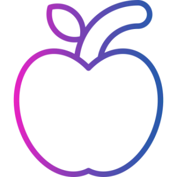 an apple with a leaf on it