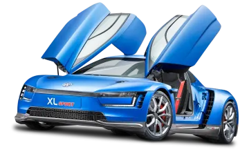 a blue car with its doors open